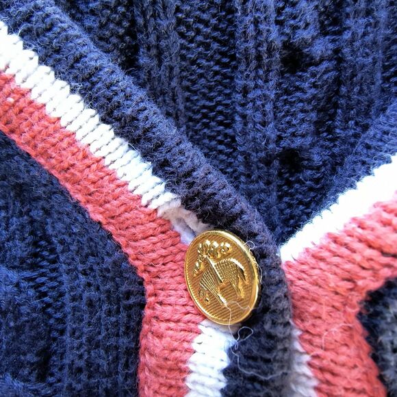 Brooks Brothers Cardigan Tennis Sweater Womens XL Navy Cotton Cable Knit *Pls Rd - Picture 9 of 16